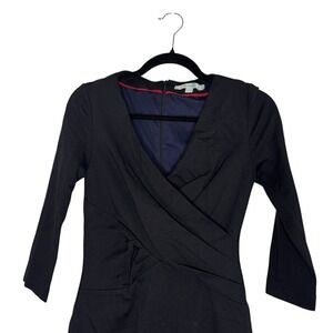 Boden Black Fitted Dress Wrap‎ Style Top 6 Petite NWOT